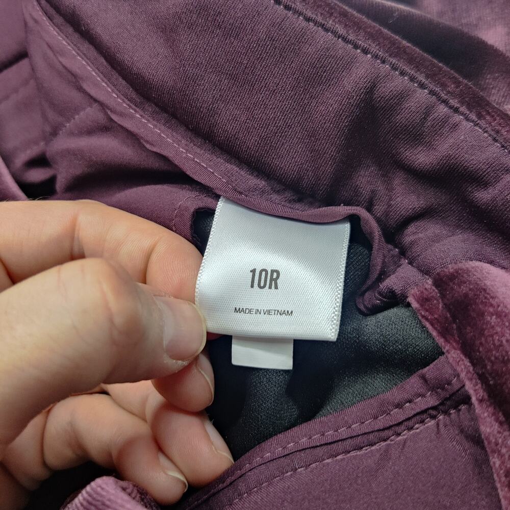 Express Editor HIgh Rise Plum Purple Velvet Relaxed Wide Leg Trouser 10 Witchy - Picture 9 of 14